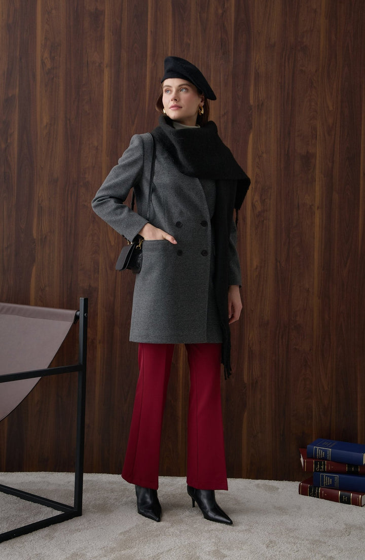 İspanyol Paça Pantolon Bordo - Fatma Atasoy