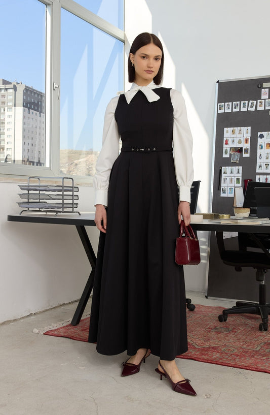 Kaplama Kemerli Siyah Prenses Jile - Fatma Atasoy