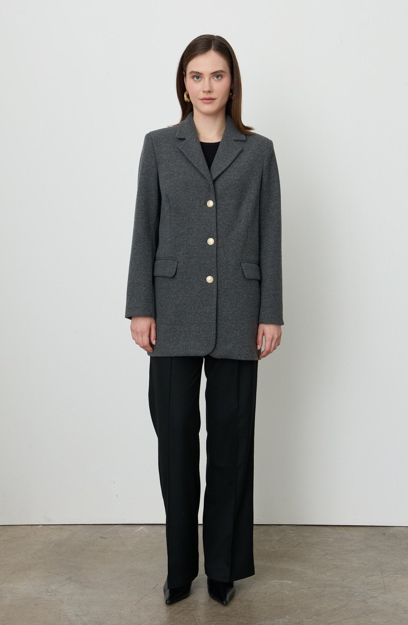 Kaşe Blazer Ceket Antrasit - Fatma Atasoy