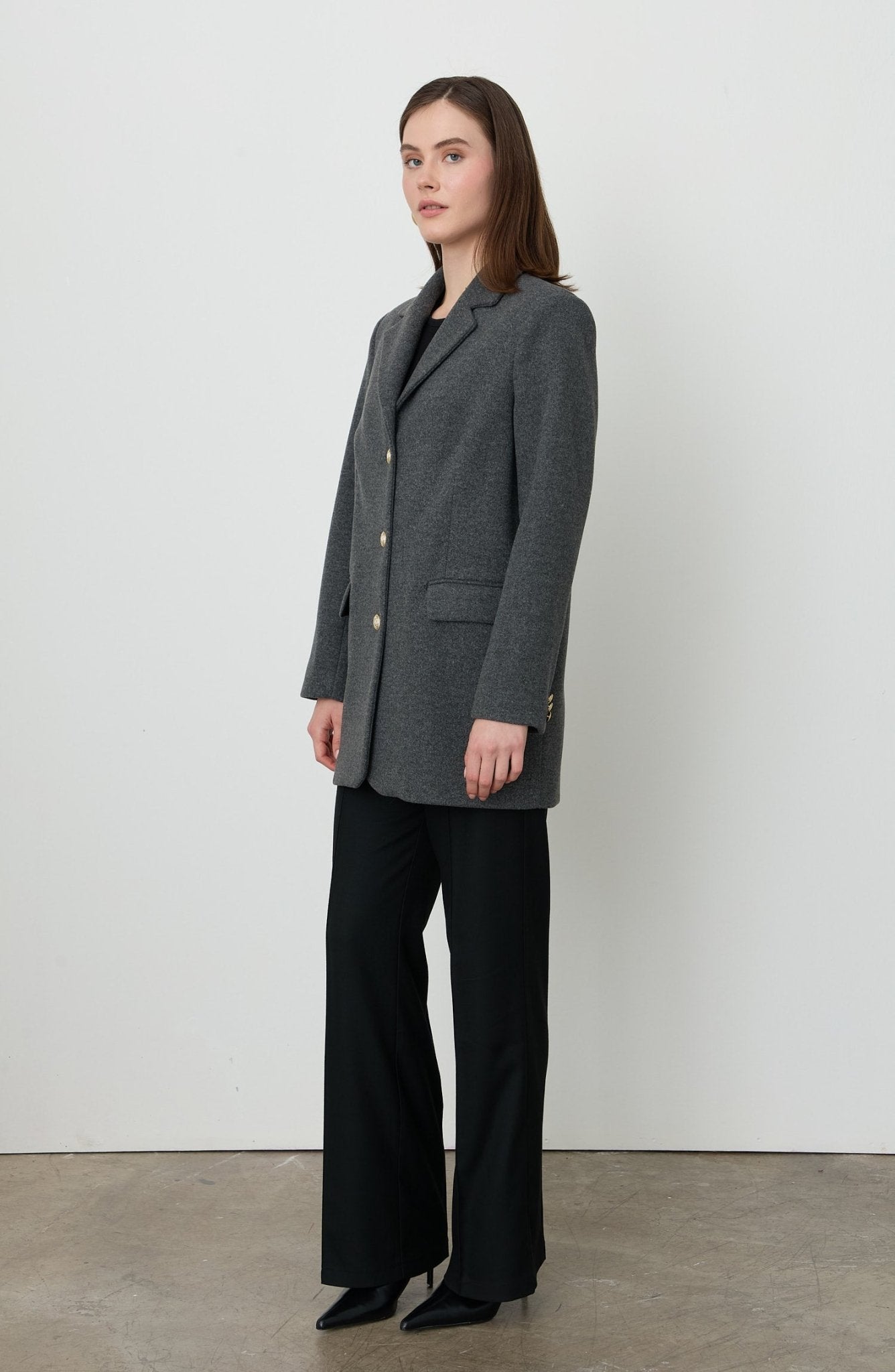 Kaşe Blazer Ceket Antrasit - Fatma Atasoy