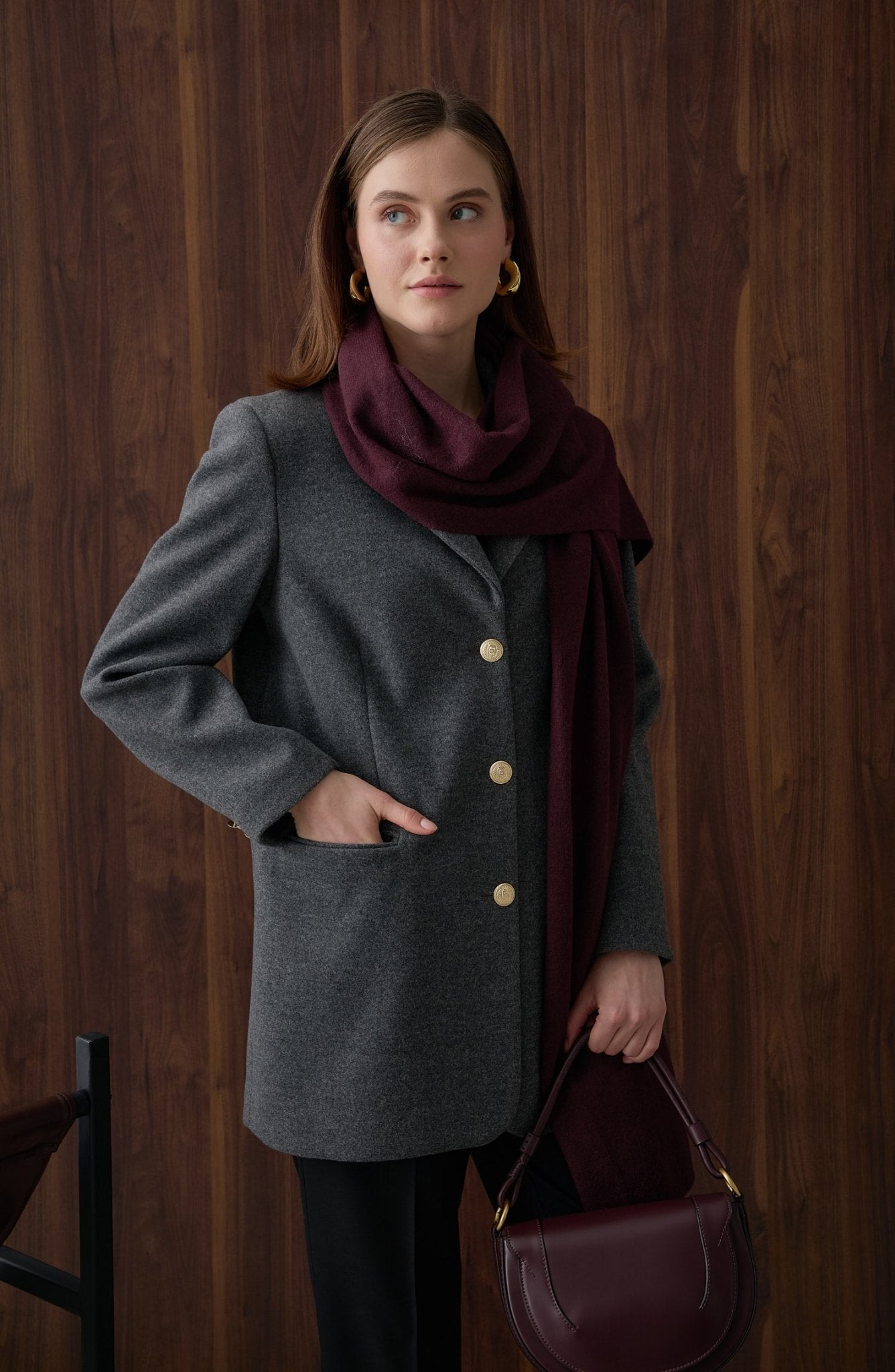 Kaşe Blazer Ceket Antrasit - Fatma Atasoy