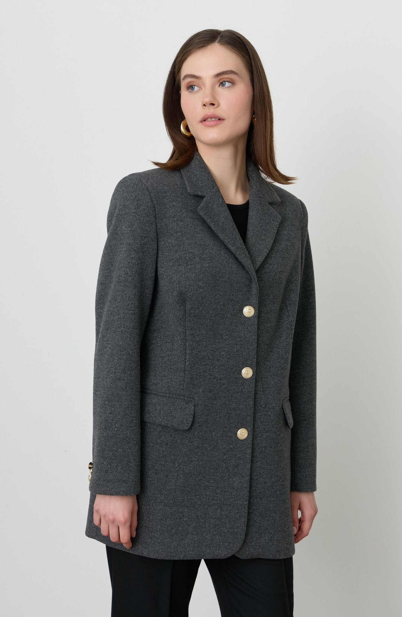 Kaşe Blazer Ceket Antrasit - Fatma Atasoy