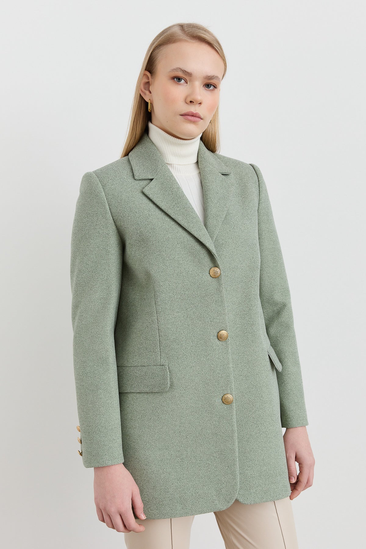 Kaşe Blazer Ceket Mint - Fatma Atasoy