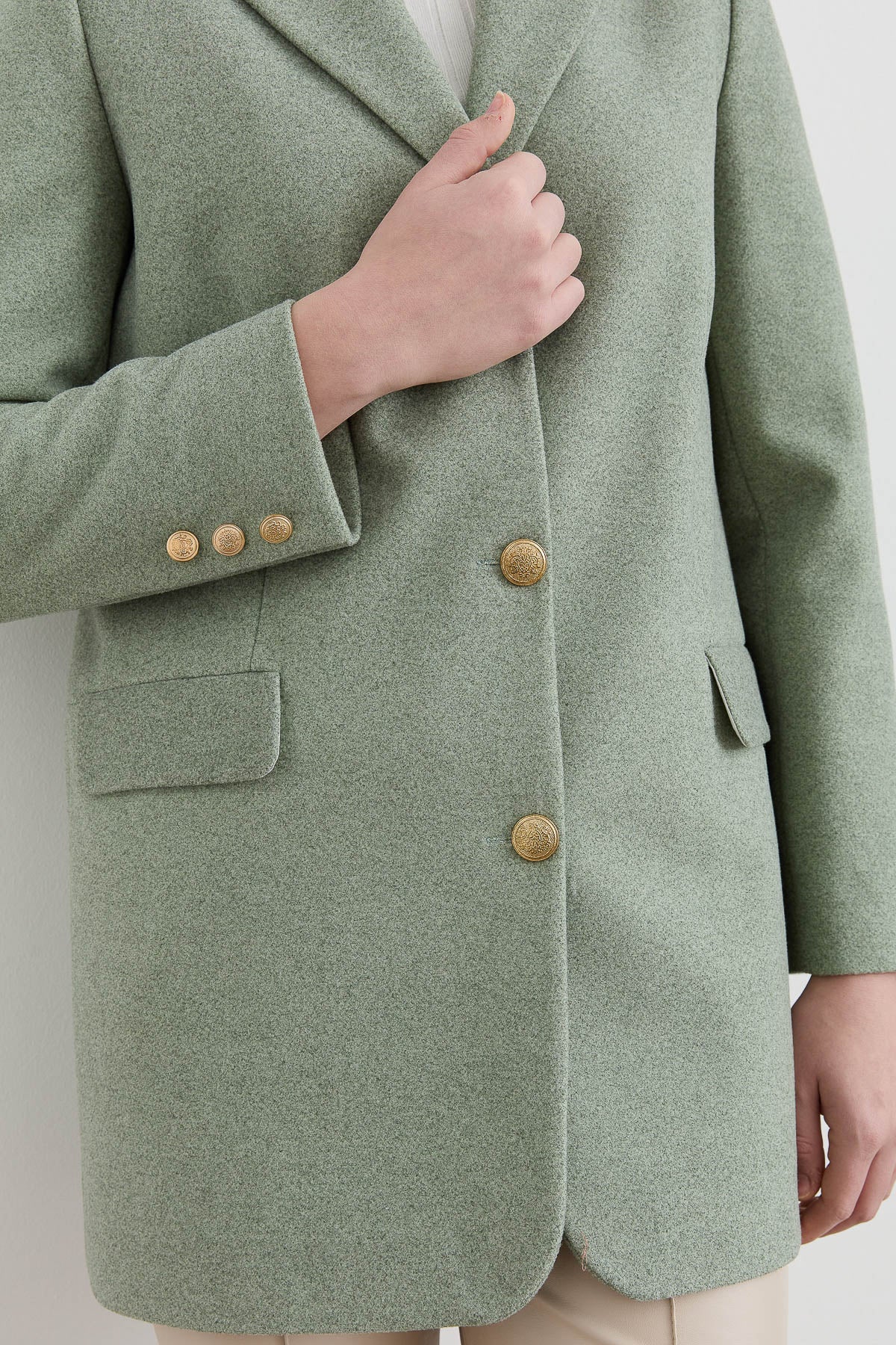 Kaşe Blazer Ceket Mint - Fatma Atasoy