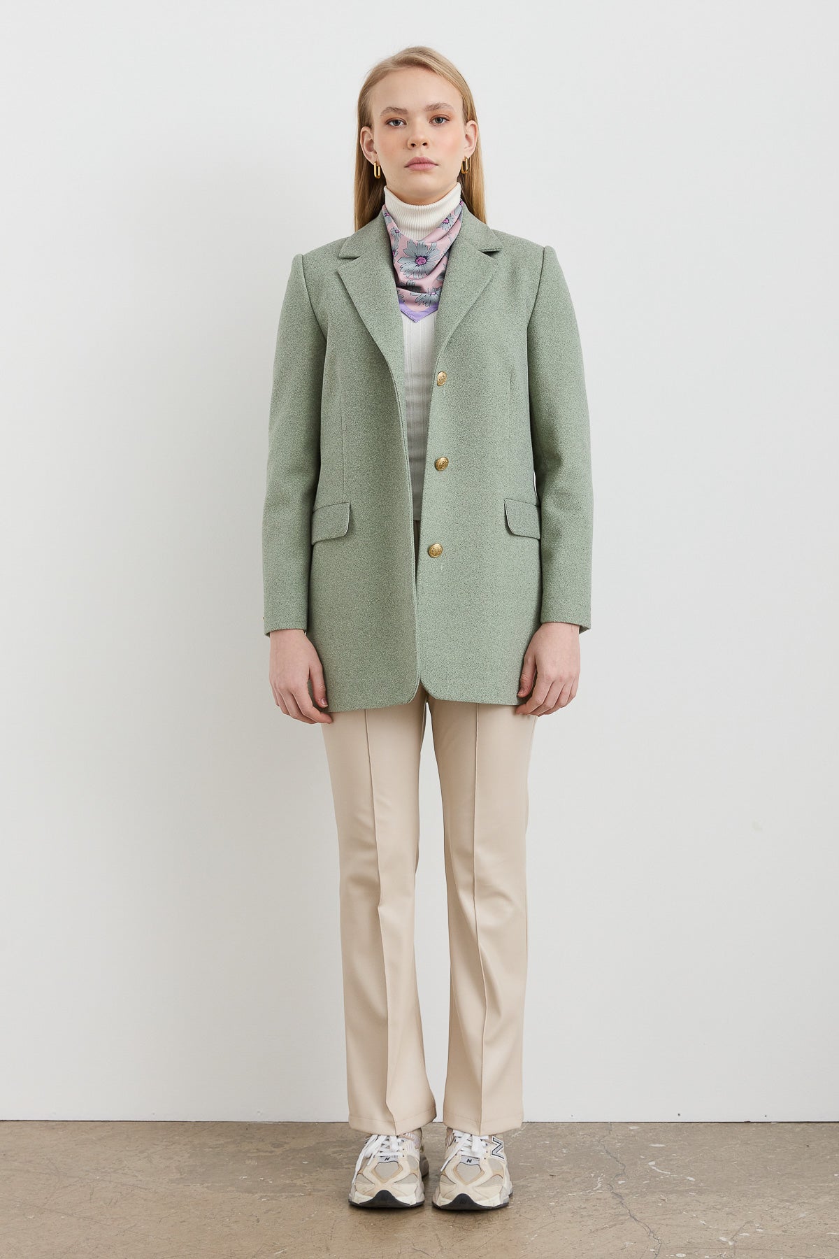 Kaşe Blazer Ceket Mint - Fatma Atasoy