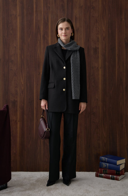 Kaşe Blazer Ceket Siyah - Fatma Atasoy