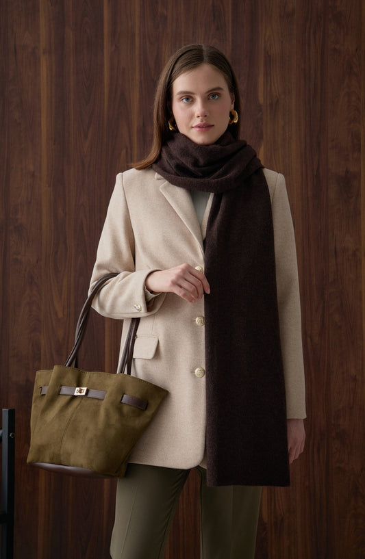 Kaşe Blazer Ceket Taş - Fatma Atasoy