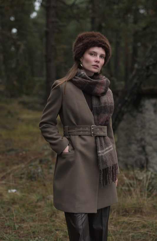 Kemerli Vizon Kaşmir Ceket Kaban - Fatma Atasoy