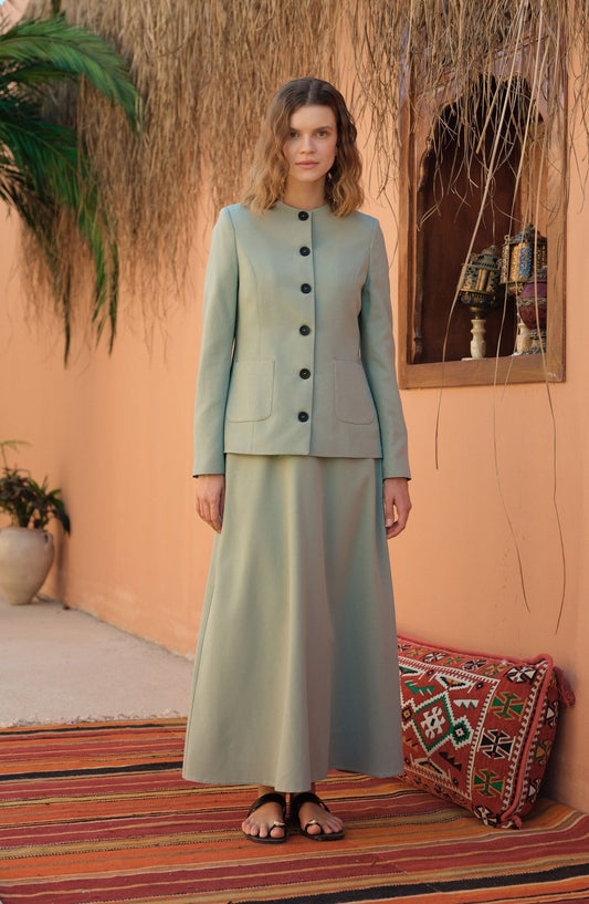 Keten Mint Kuplu Ceket - Fatma Atasoy