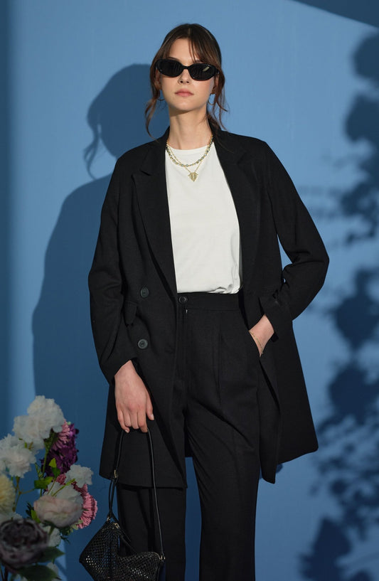 Keten Siyah Palazzo Takım - Fatma Atasoy