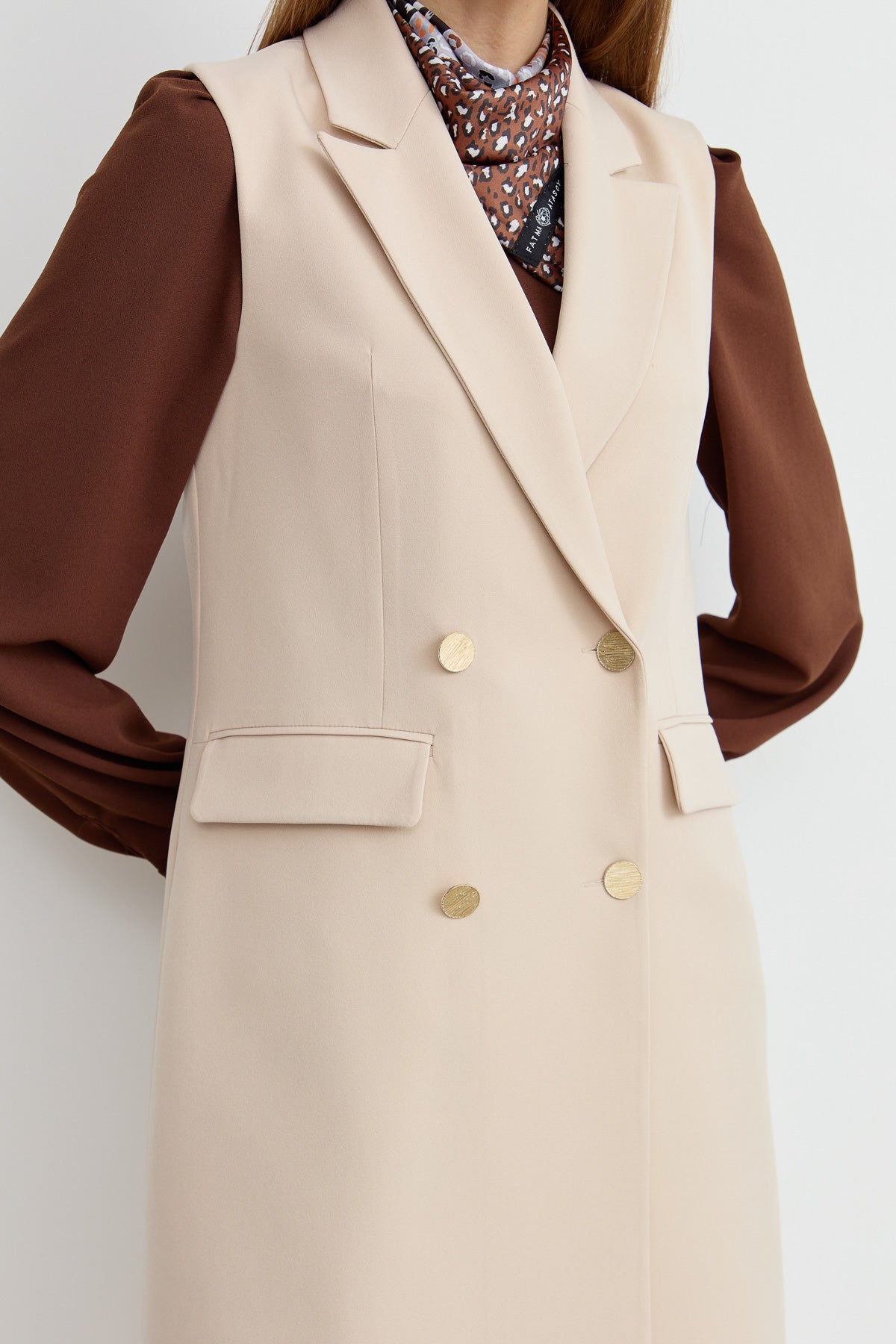 Klasik 4 Düğme Taş Tek Yelek - Fatma Atasoy