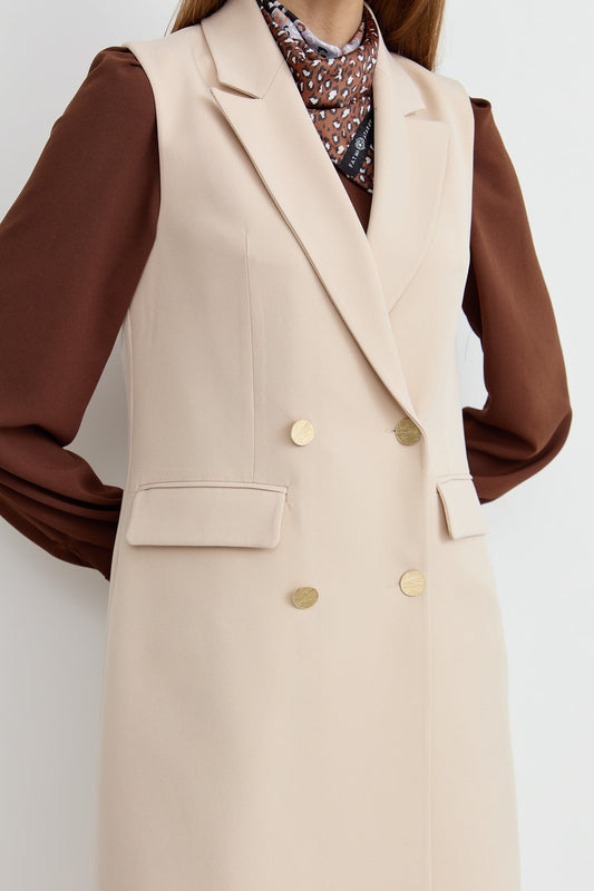 Klasik 4 Düğme Taş Tek Yelek - Fatma Atasoy