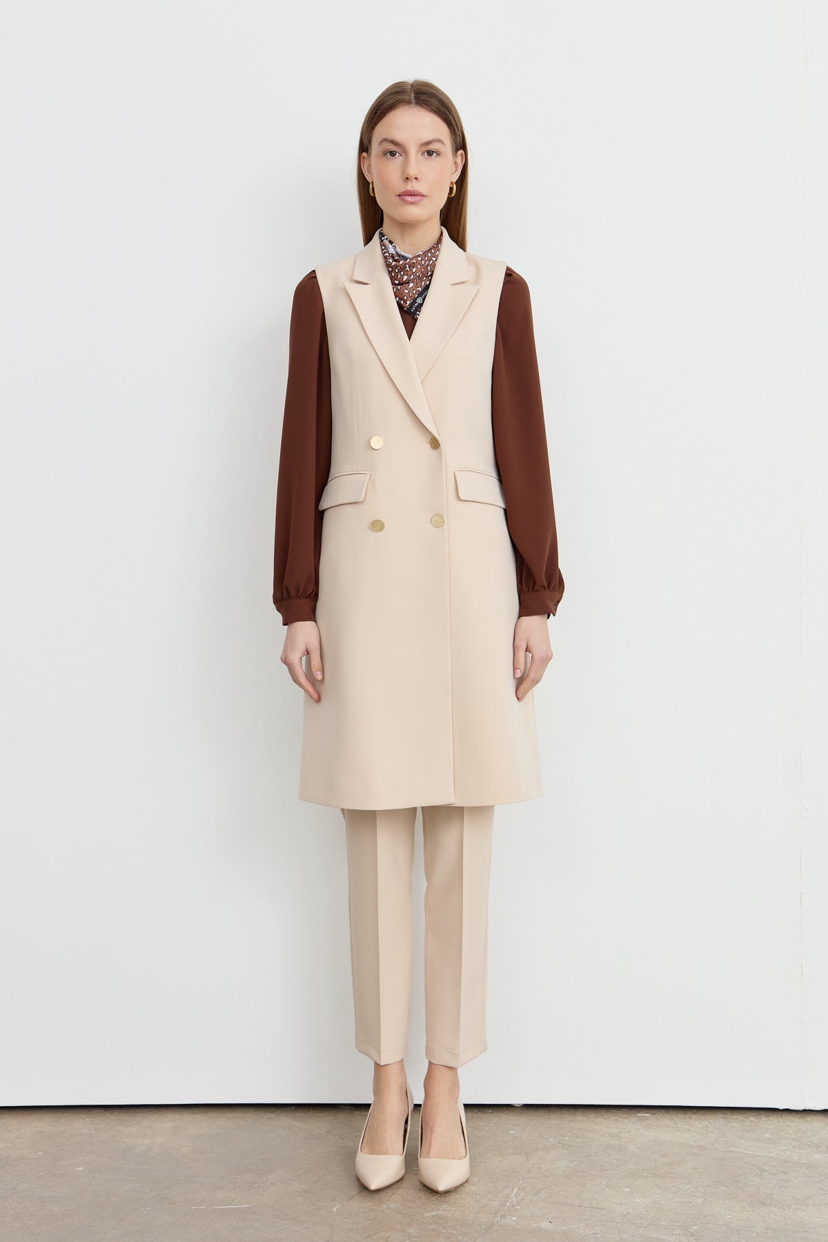 Klasik 4 Düğme Taş Tek Yelek - Fatma Atasoy