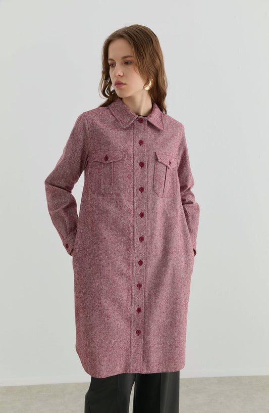 Körük Cepli Bordo Tüvit Gömlek Ceket - Fatma Atasoy