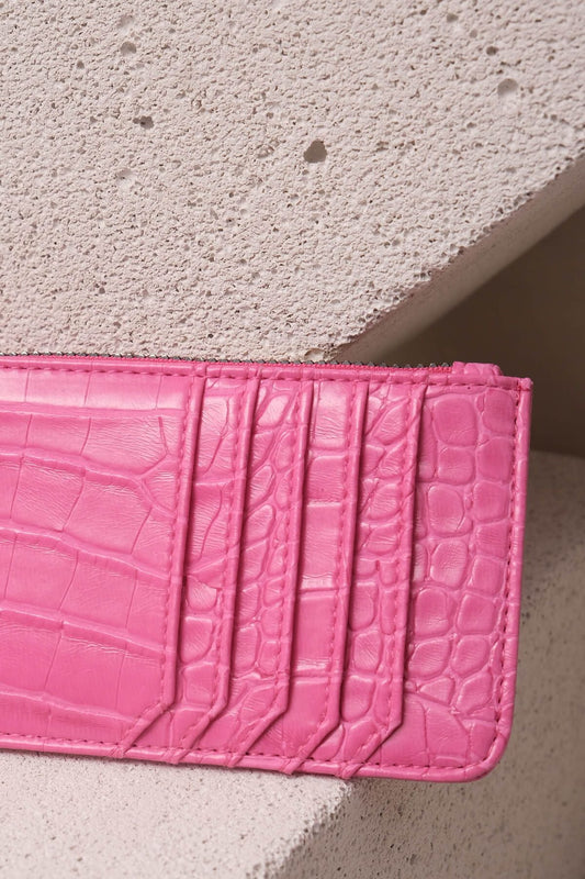 Krokodil Fermuarlı Kartlık Pembe - Fatma Atasoy