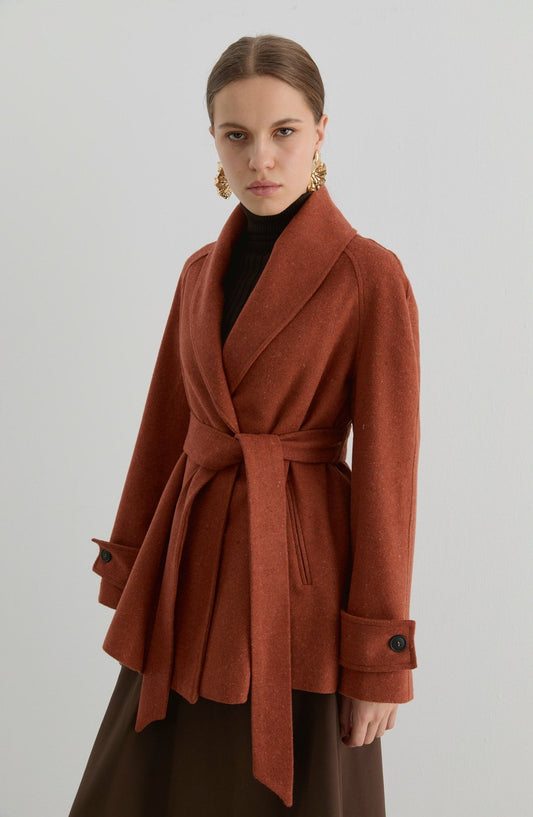 Kruvaze Tarçın Midi Ceket Kaban - Fatma Atasoy