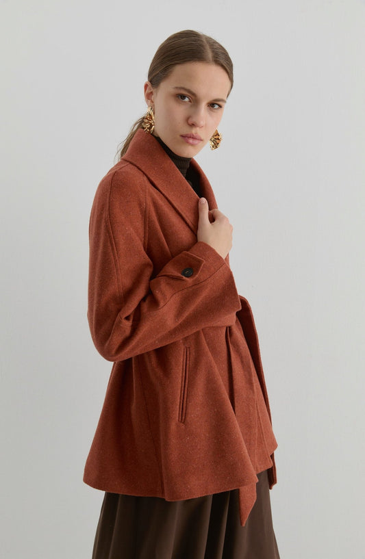 Kruvaze Tarçın Midi Ceket Kaban - Fatma Atasoy