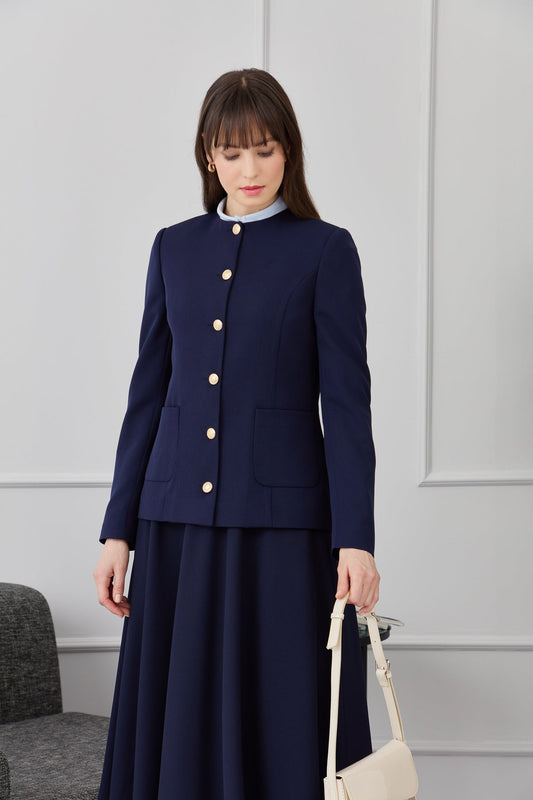 Kuplu Kısa Lacivert Ceket - Fatma Atasoy