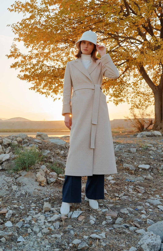 Kuşaklı Maksi Taş Kaban - Fatma Atasoy