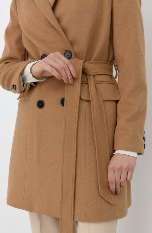 Kuşaklı Sütlü Kahve Ceket Kaban - Fatma Atasoy