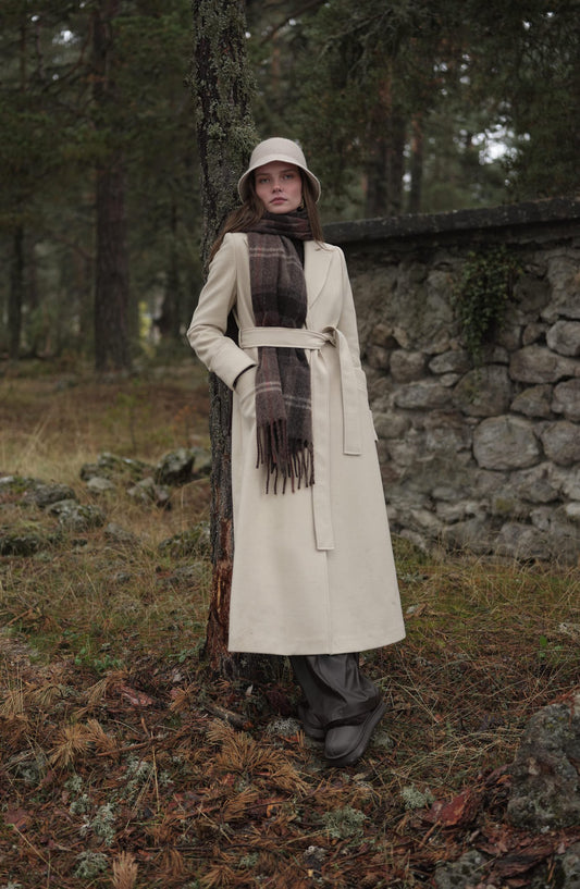 Kuşaklı Taş Kaşmir Maksi Kaban - Fatma Atasoy