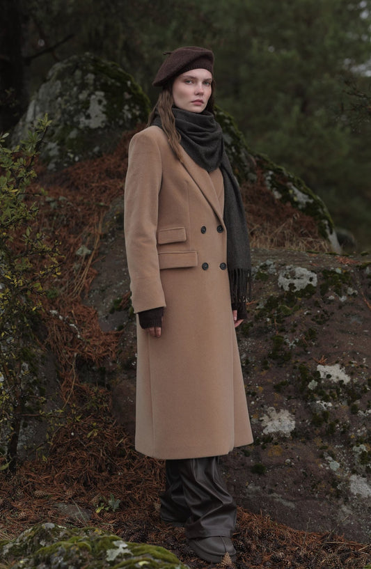 Maksi Tay Tüyü Mocha Ceket Kaban - Fatma Atasoy