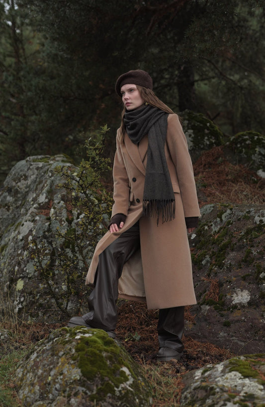 Maksi Tay Tüyü Mocha Ceket Kaban - Fatma Atasoy