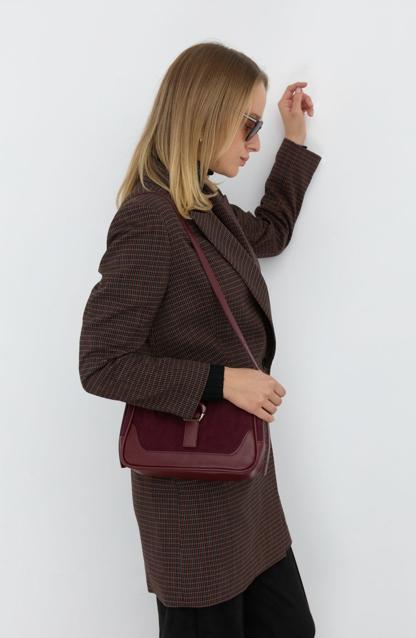 Mini Ekose Bordo Dad Ceket - Fatma Atasoy