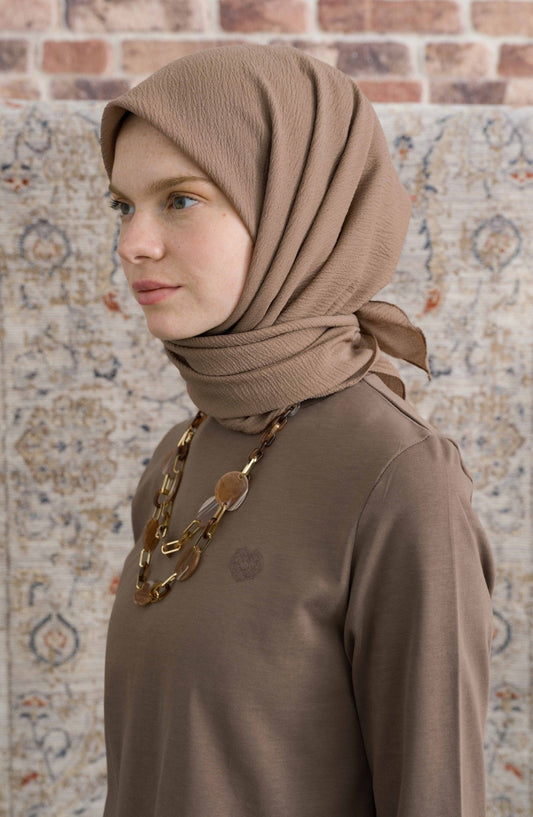 Mio Caz Tozlu Kahve Eşarp - Fatma Atasoy