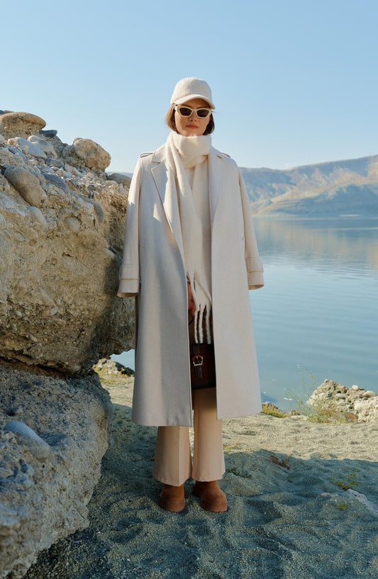 Omuz Ve Kol Apoletli Ekru Kaban - Fatma Atasoy