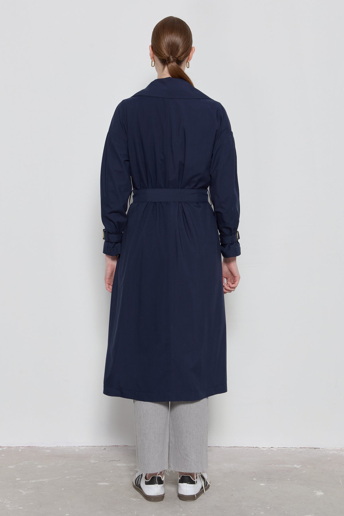 Oversize Astarsız Trençkot Lacivert - Fatma Atasoy