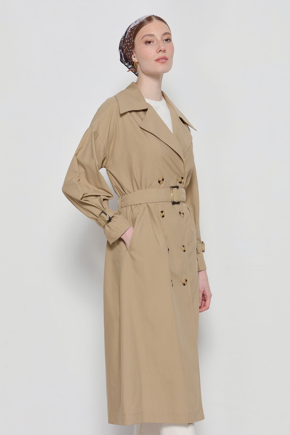 Oversize Astarsız Trençkot Sütlü Kahve - Fatma Atasoy