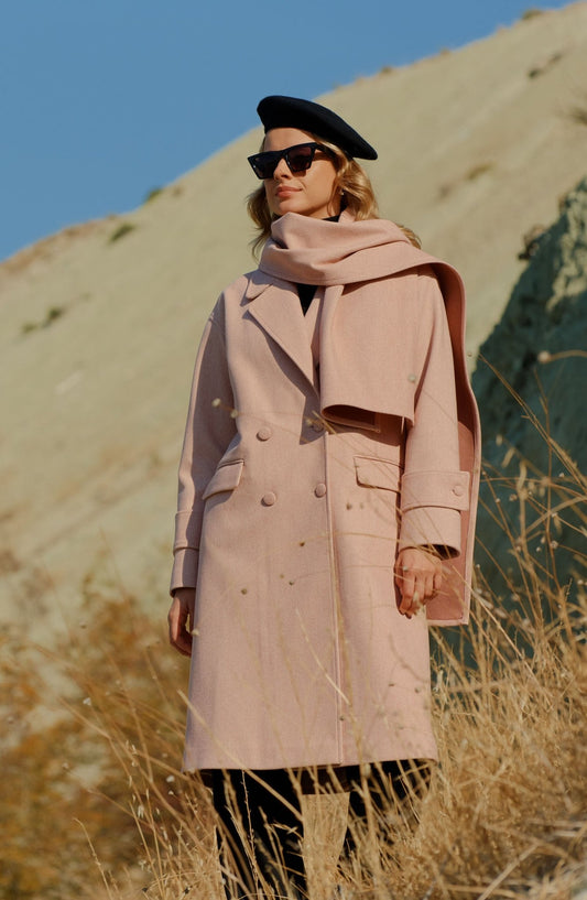 Oversize Atkılı Pudra Kaban - Fatma Atasoy