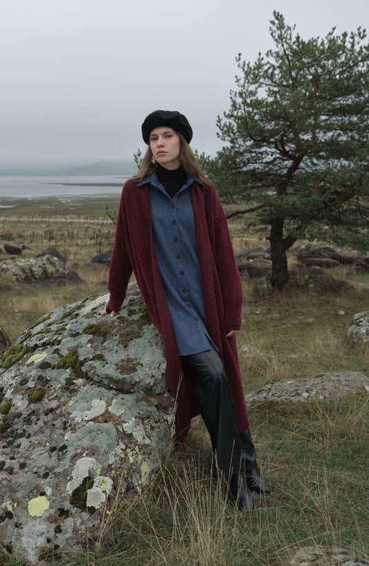 Oversize İndigo Kaşe Gömlek Ceket - Fatma Atasoy