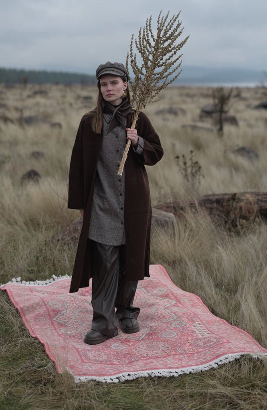 Oversize Kahverengi Tüvit Gömlek Ceket - Fatma Atasoy