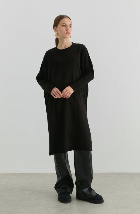 Oversize Maksi Siyah Triko Tunik - Fatma Atasoy