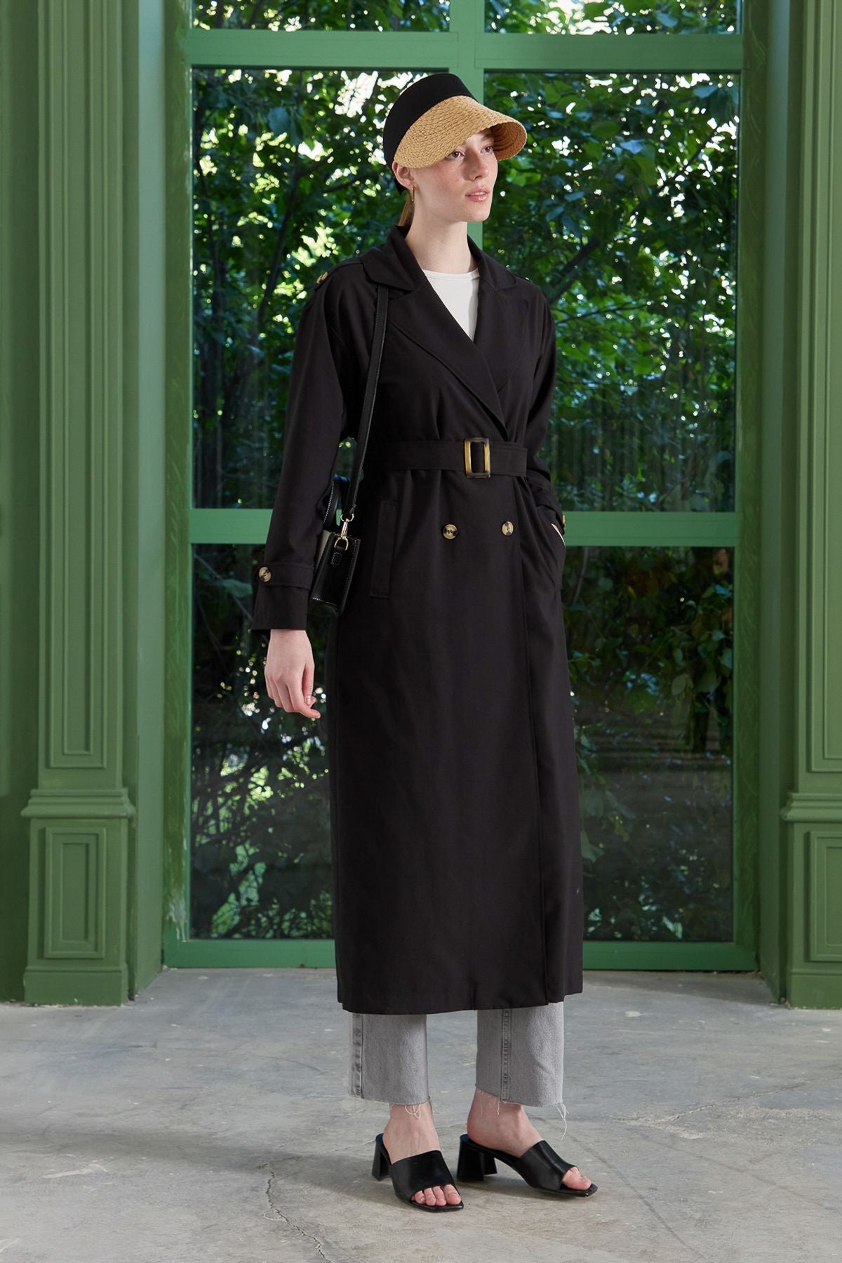 Oversize Maksi Trençkot Siyah - Fatma Atasoy