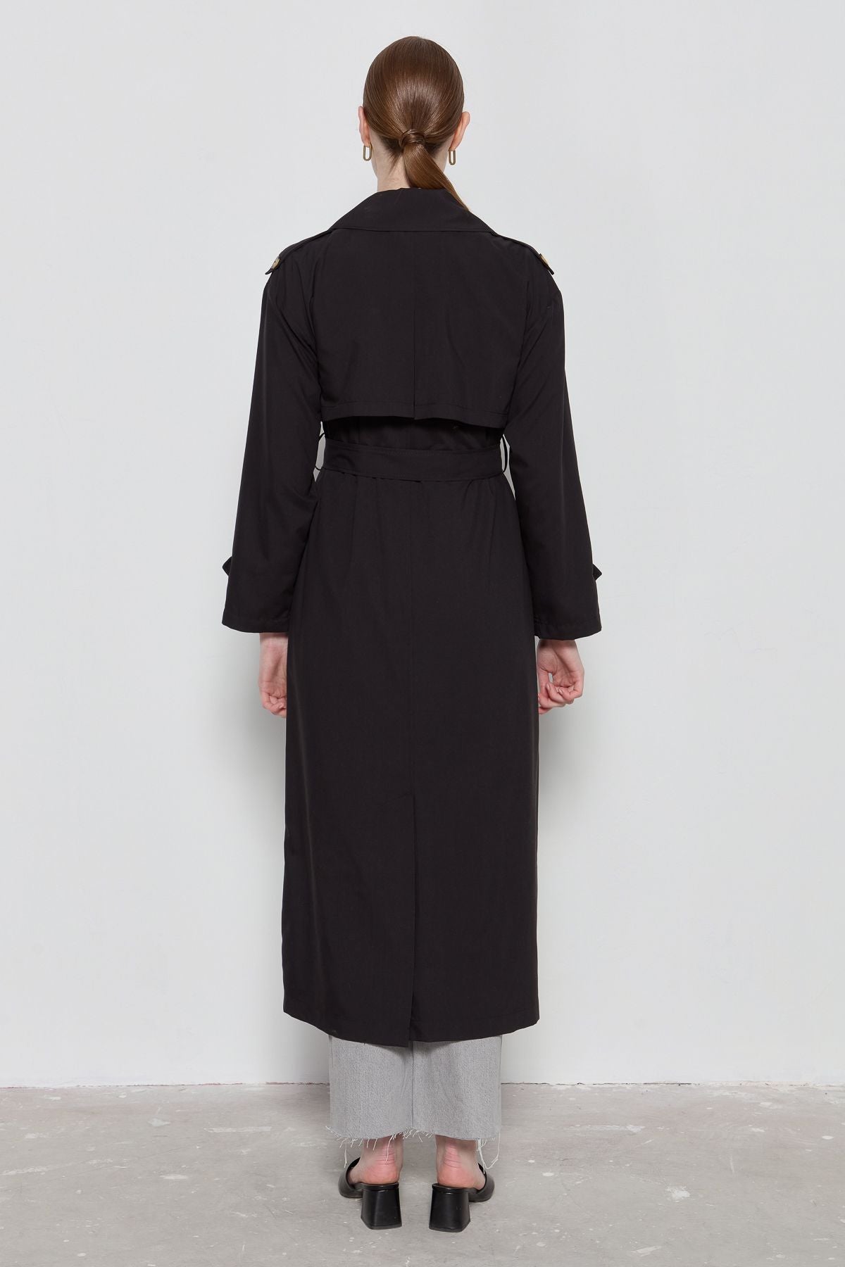 Oversize Maksi Trençkot Siyah - Fatma Atasoy