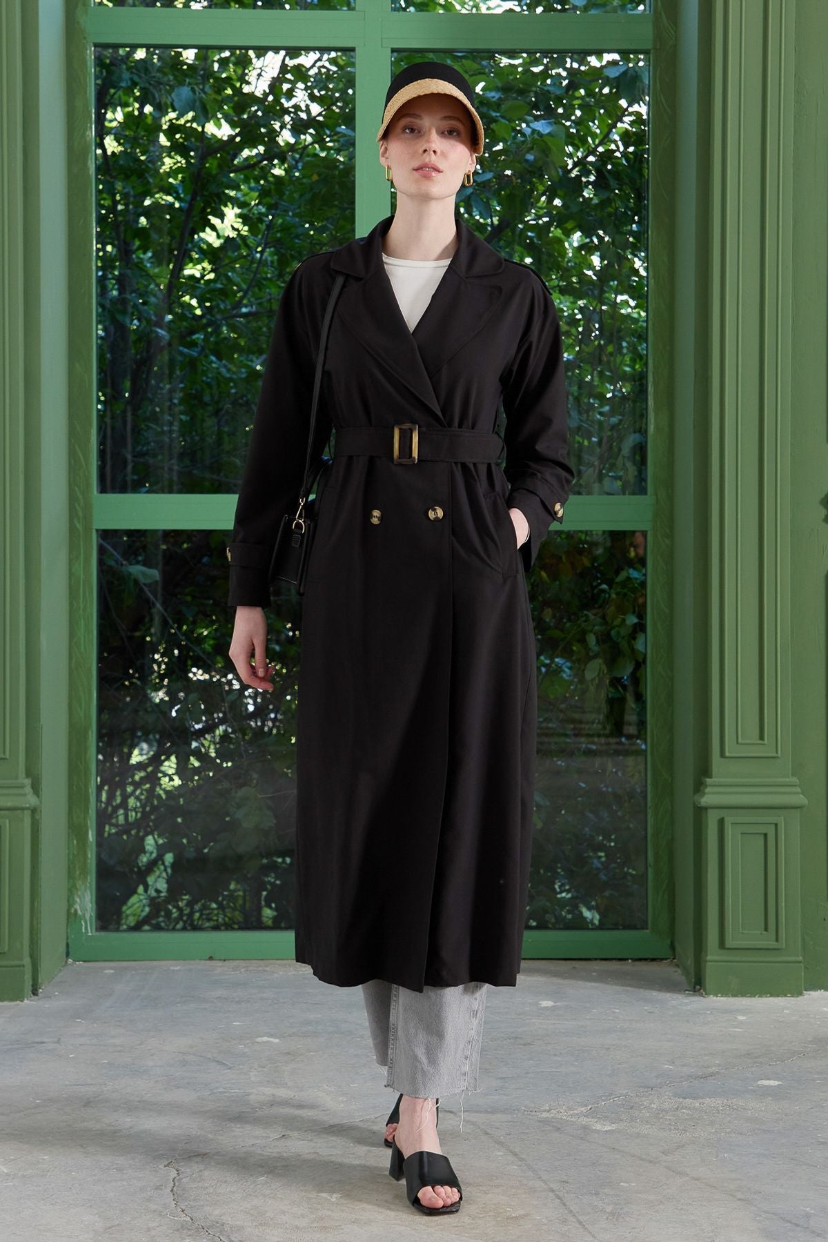 Oversize Maksi Trençkot Siyah - Fatma Atasoy