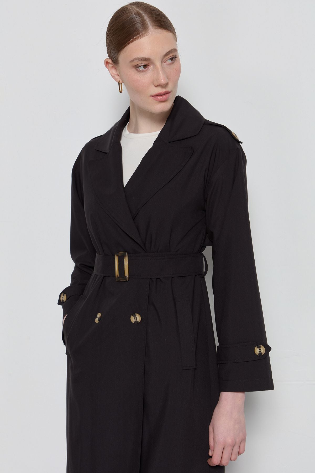 Oversize Maksi Trençkot Siyah - Fatma Atasoy