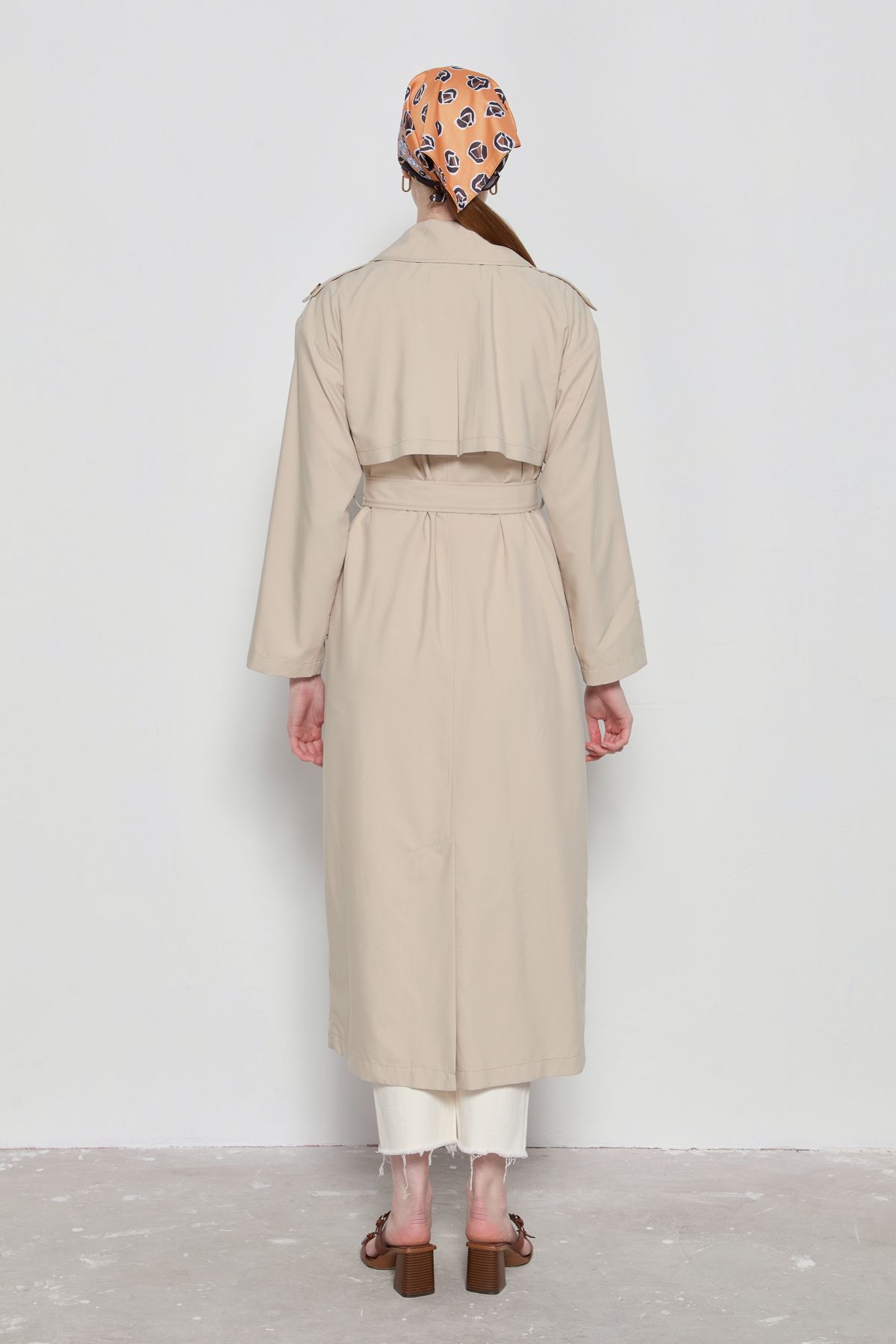 Oversize Maksi Trençkot Taş - Fatma Atasoy