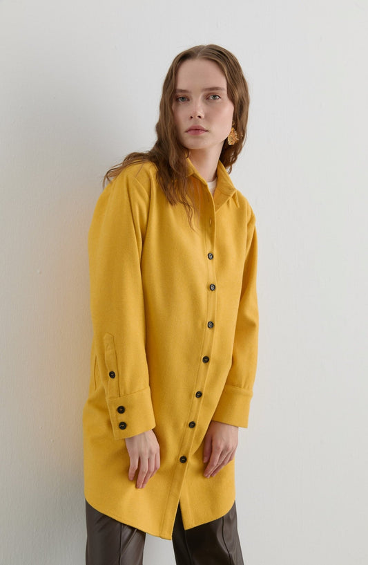 Oversize Sarı Kaşe Gömlek Ceket - Fatma Atasoy