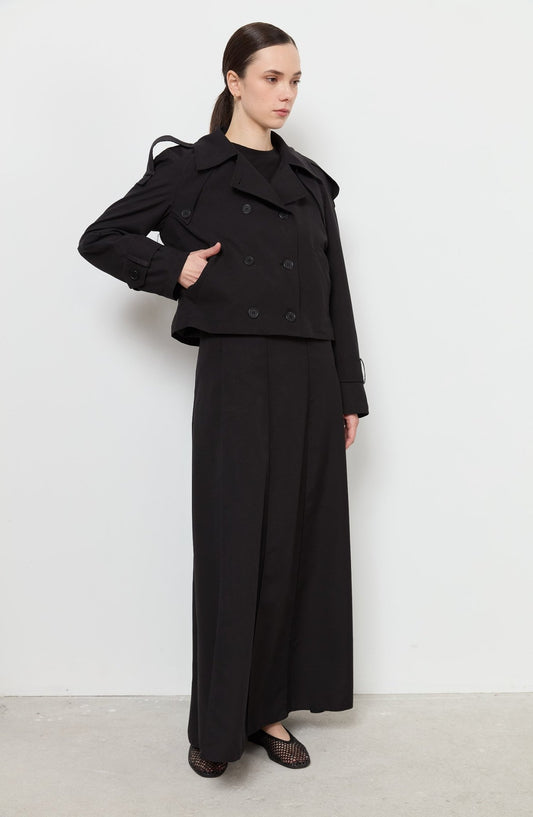 Oversize Siyah Kısa Trençkot - Fatma Atasoy