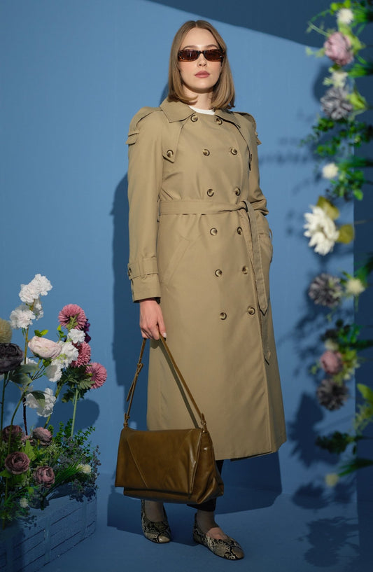 Oversize Sütlü Kahve Trençkot - Fatma Atasoy