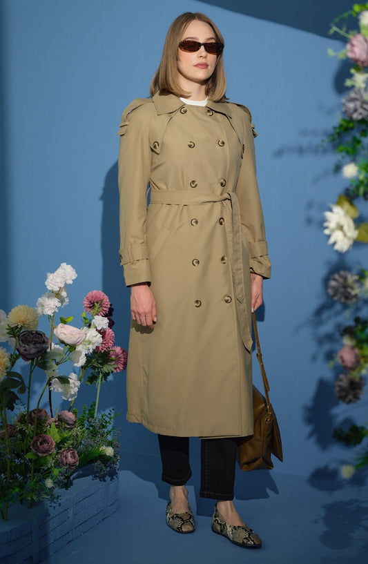 Oversize Sütlü Kahve Trençkot - Fatma Atasoy