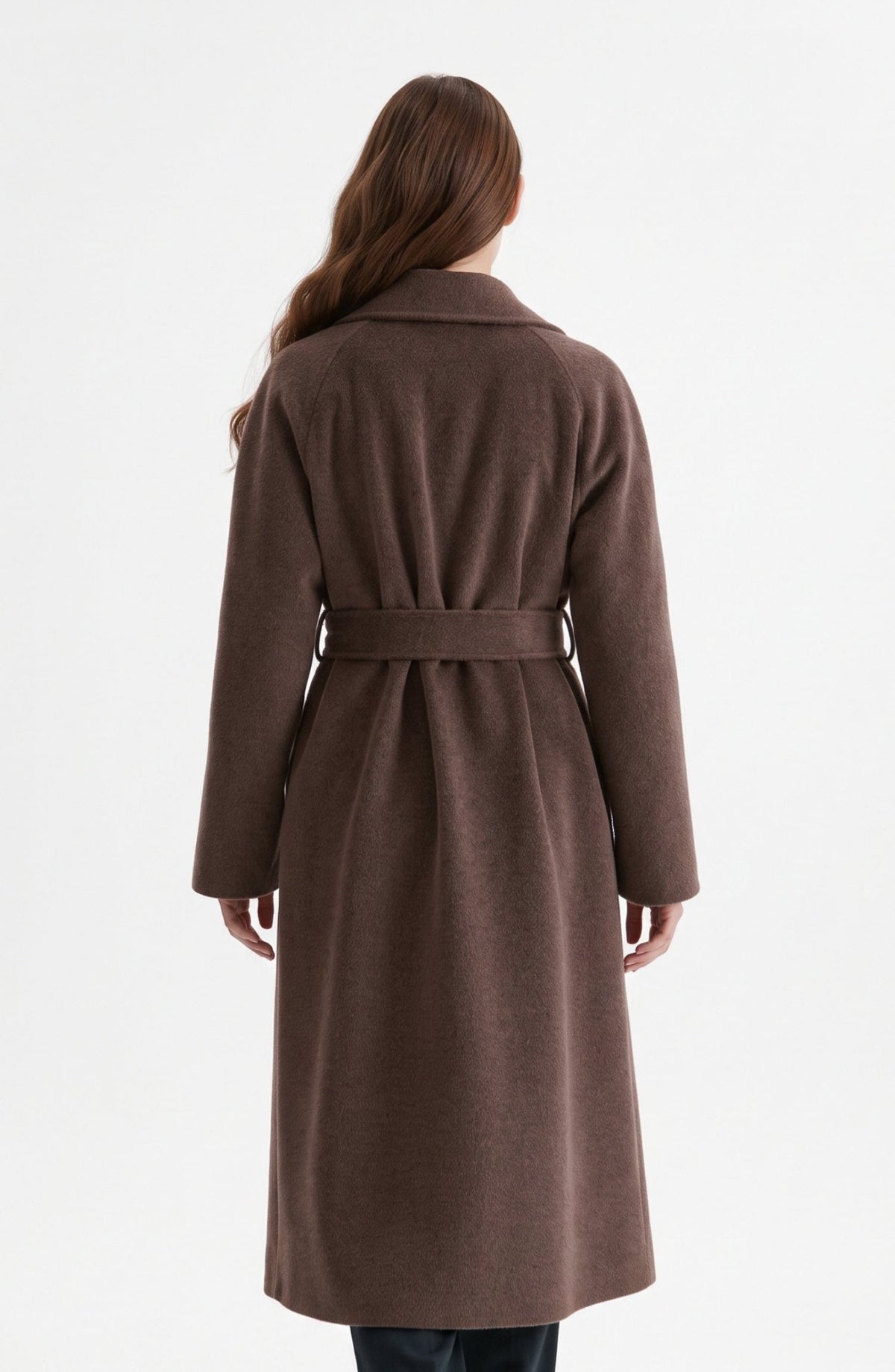 Oversize Tay Tüyü Kahverengi Basic Kaban - Fatma Atasoy