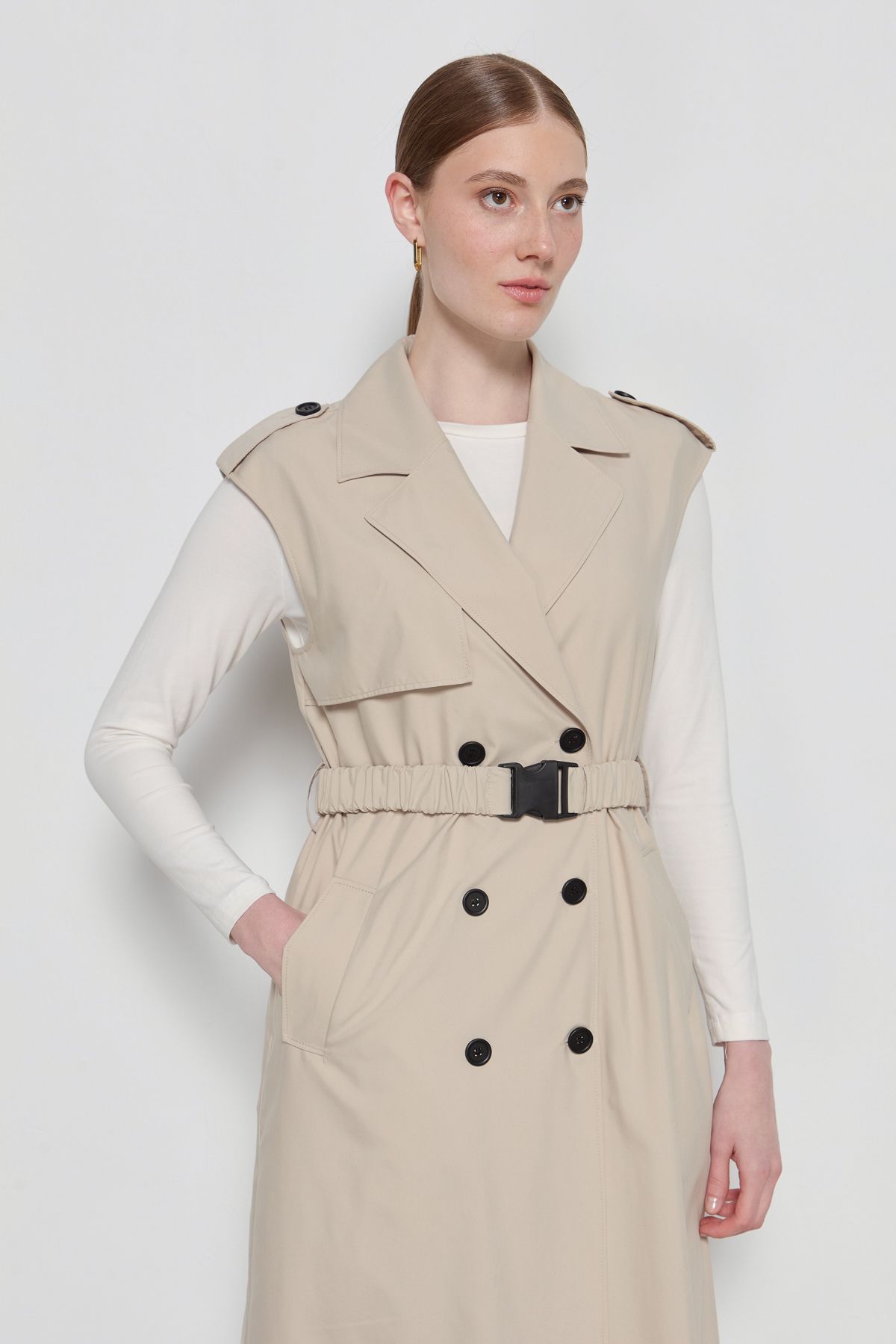 Oversize Trenç Yelek Taş - Fatma Atasoy