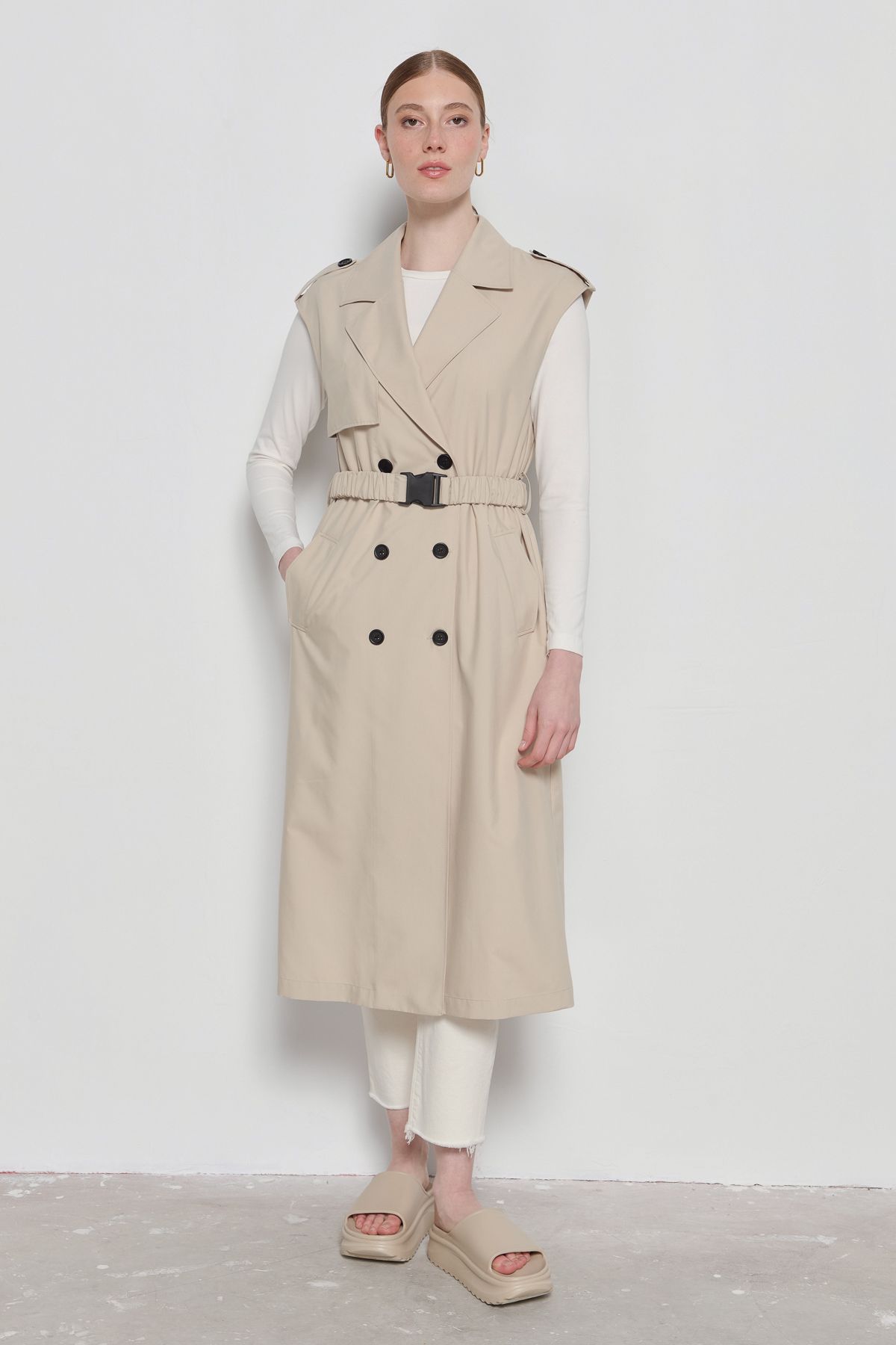 Oversize Trenç Yelek Taş - Fatma Atasoy