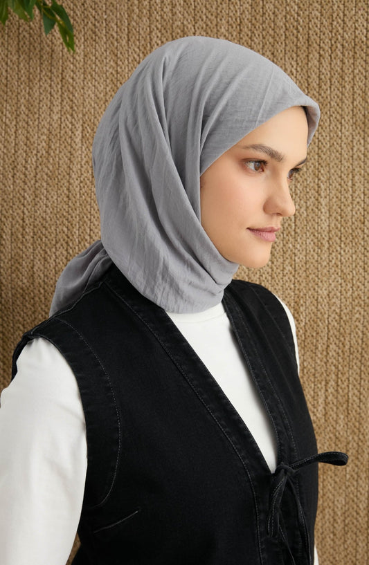 Pamuk Gri Aerobin Eşarp - Fatma Atasoy