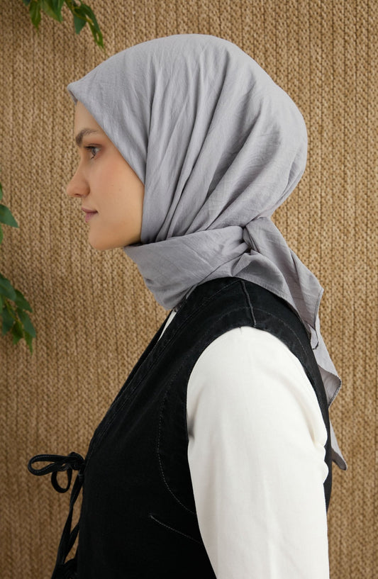 Pamuk Gri Aerobin Eşarp - Fatma Atasoy